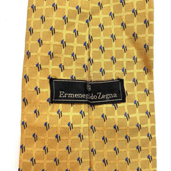 Ermenegildo Zegna Tie Mens Silk Made in Italy Geometric Pattern Classic Necktie - Picture 3 of 6